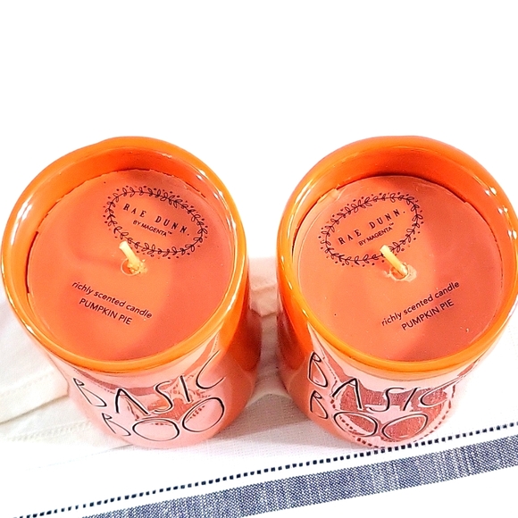 Rae Dunn BASIC BOO Halloween Pumpkin Pie Scented Candle 2 Set New - Picture 2 of 5